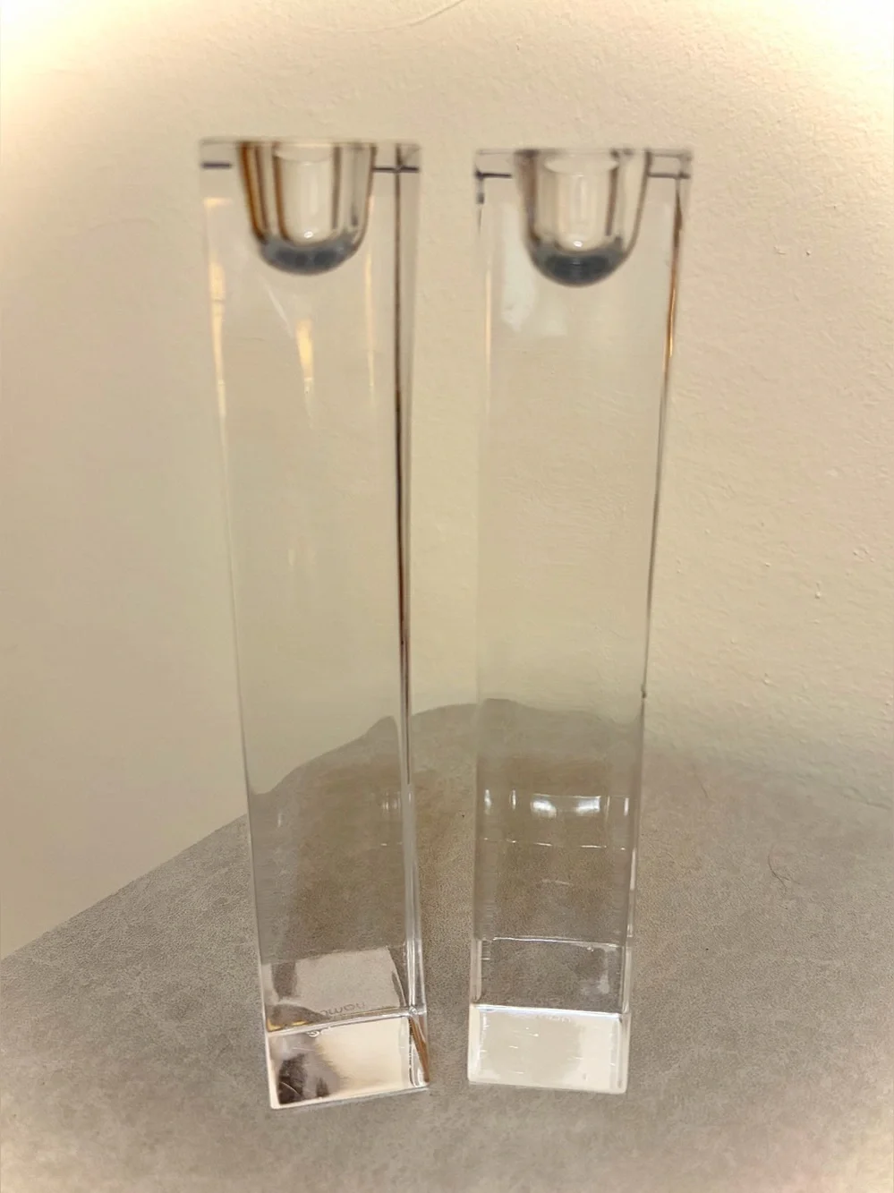 Vintage Nambé Crystal Kissing Candlesticks Modernist Decor 7” MCM Pair of 2